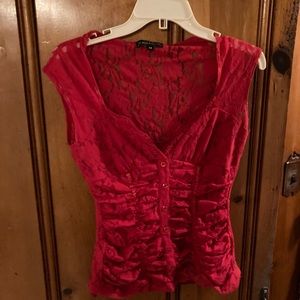 Red lace corset top